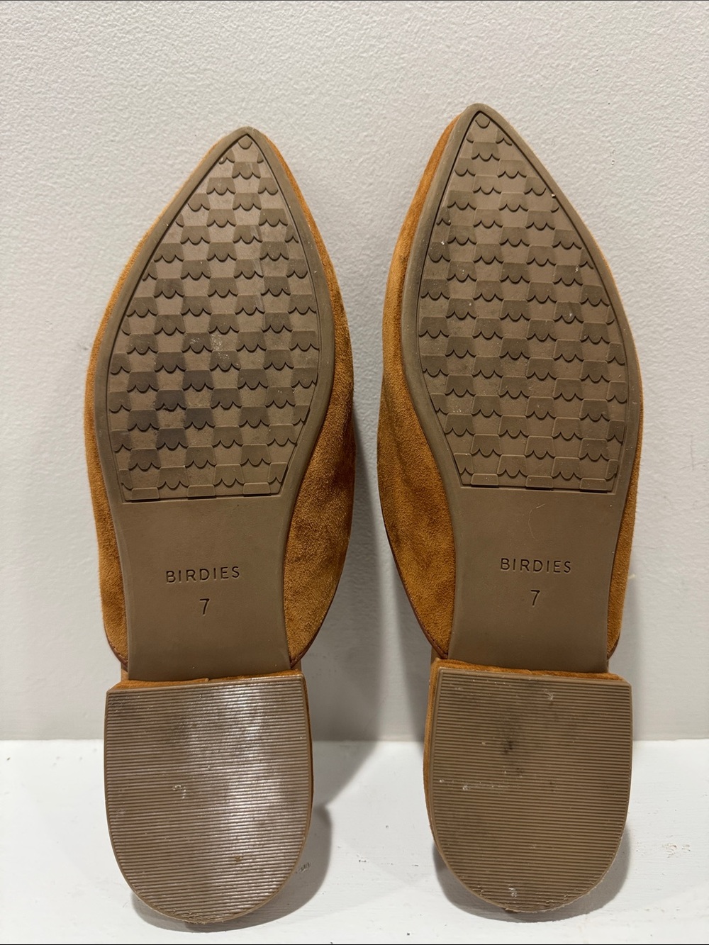 Birdies Cognac Suede Pointed Slip-On Mules - Picture 3 of 3
